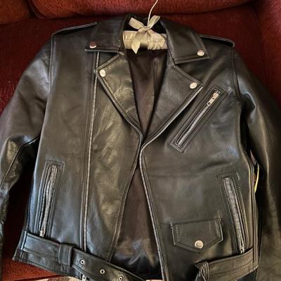 Woman's Large Motorcycle Leather Jacket, front