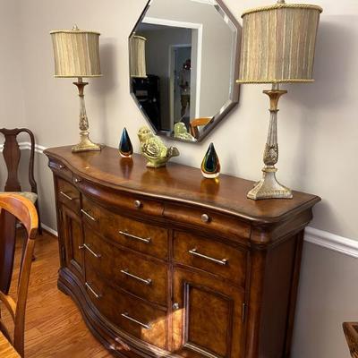 Dining Room Sideboard, Matching Lamps, Matching Dew Drops, Mirror