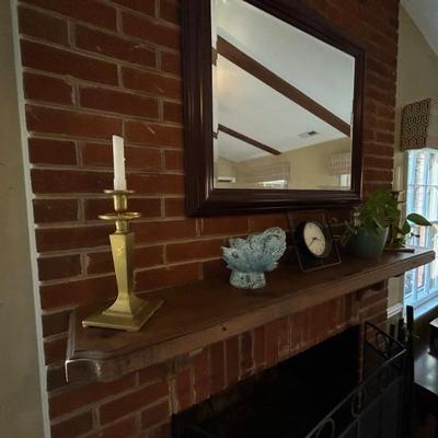 Fireplace Mantel Mirror Candlesticks, Clock