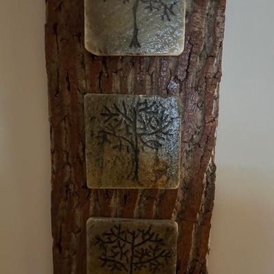 Carved Wood hanging Tree Tiles