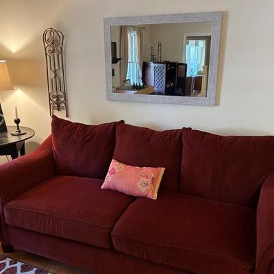 Very Comfortable Deep Cushion Corduroy Couch and Mirror