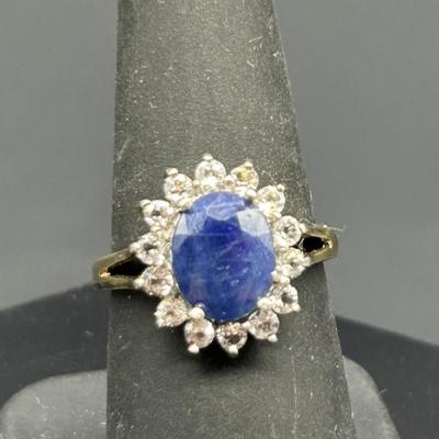 925 Silver & Sapphire Ring, Size 6.5, TW 4g