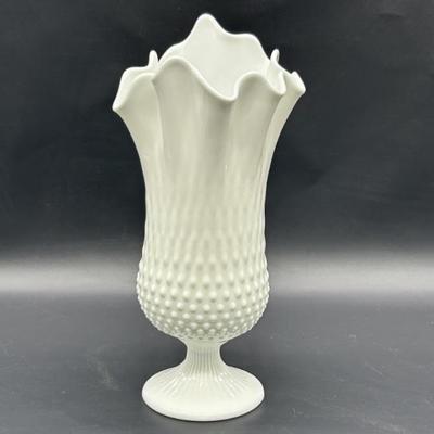 Fenton Glass Vintage Footed Hobnail Vase, Marked