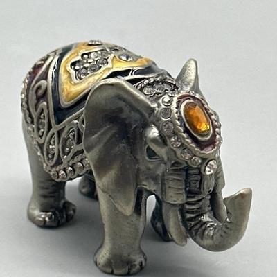 Heavy Bejewled Metal Elephant Figurine