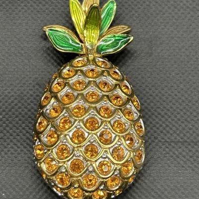 Vintage Bejeweled & Enameled Pineapple Brooch