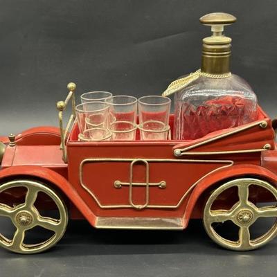 Vintage Liquor Decanter Set- Antique Car Music Box