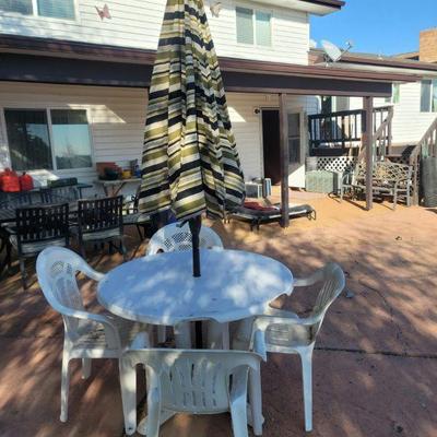 Heavy Plastic and wrought iron patio sets
