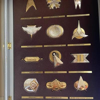 Franklin Mint Star Trek Sterling Insignia Badges Display Case