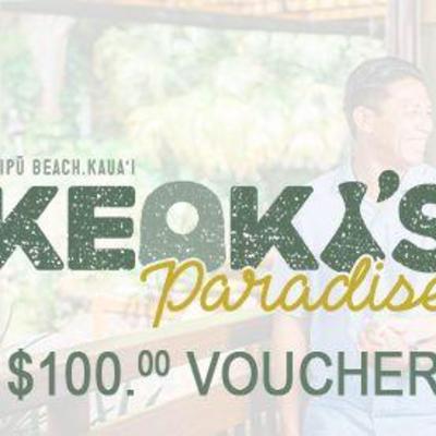 AAA033 - Mystery Lot $100 Keoki's Paradise Voucher (1 of 5)