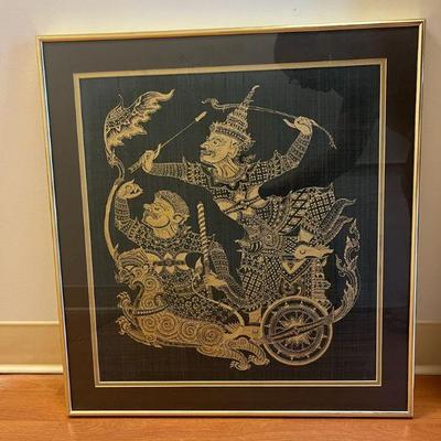 AAA025- Framed Asian Artwork On Fabric