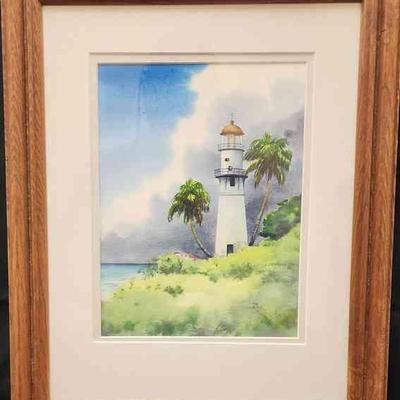 AAA005 - Diamond Head Lighthouse Watercolor (Original)