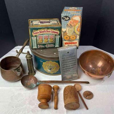 Antiques with Copper Bowl
Doughnut Maker
Tins