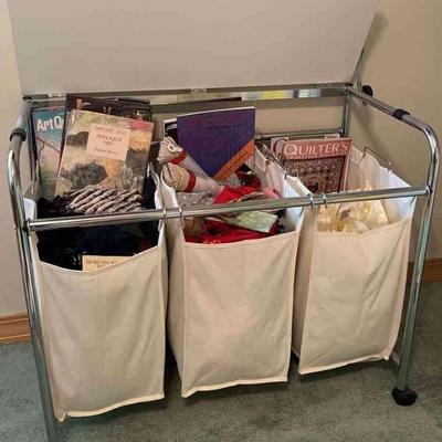 Quilters Dream! 3 Bins of Miscellaneous Fabrics including Silk and Art 
Fabrics