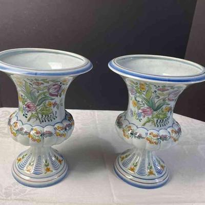 Made in Portugal Hand Painted Matching Vases