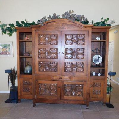 Hand carved Mexican clothing and display unit. 