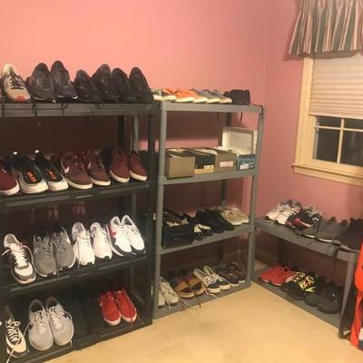 60 pairs of menâ€™s size 10 1/2 shoes. Most are new or like new. 