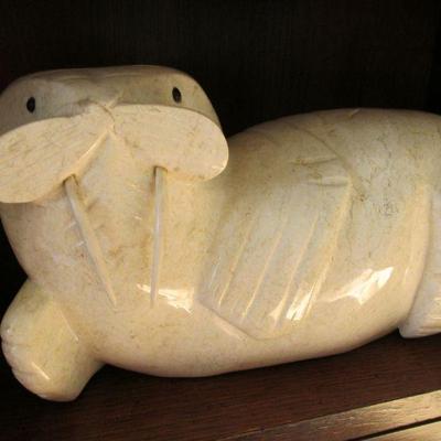 Alaskan artisan carved marble walrus