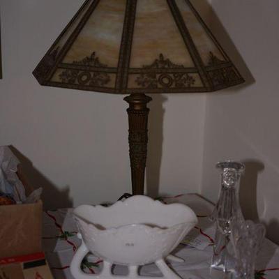 1910-20 chocolate slag glass lamp. ready for your home.