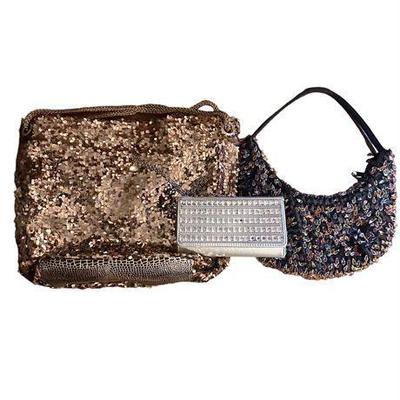 Lot 008   2 Bid(s)
Melie Bianco Sequined Purse, Two Unmarked Handbags