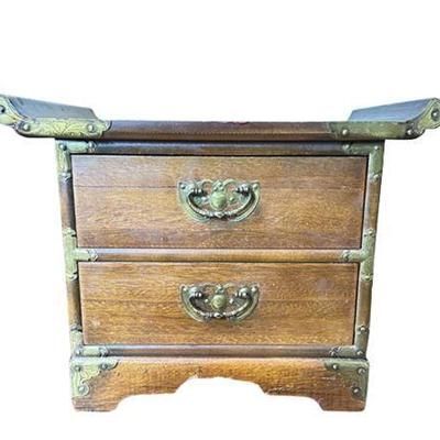 Lot 155   1 Bid(s)
Vintage Korean Accent Chest of Two Drawers and Metal Inlay/ Hardware