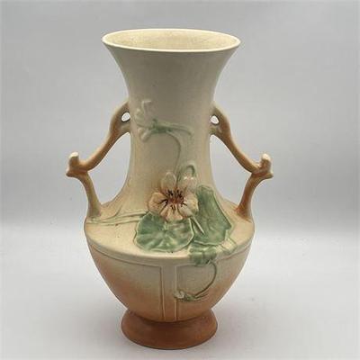 Lot 012  
Weller Panella 1930s Pottery Double Stem Handled Vase