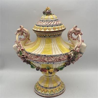 Lot 002  
Italian Double Handle Covered Urn