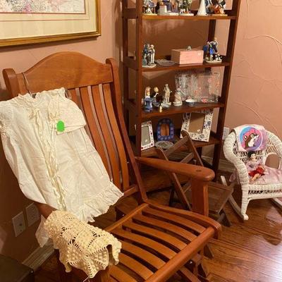 Rocker, Child's Wicker Rocker, Bookcase, 