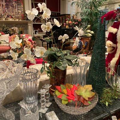 Floral Arrangements, Crystal Vases, Fall Decoratives, Crystal Candle Sticks 