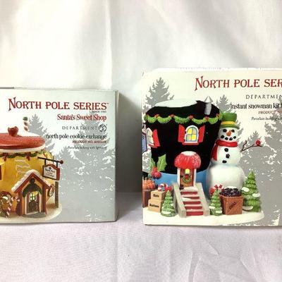 JOSW233 Department 56 North Pole Series Two Porcelain Buildings	-Instant Snowman Kit Factory...Comes in original box with batteries. But...