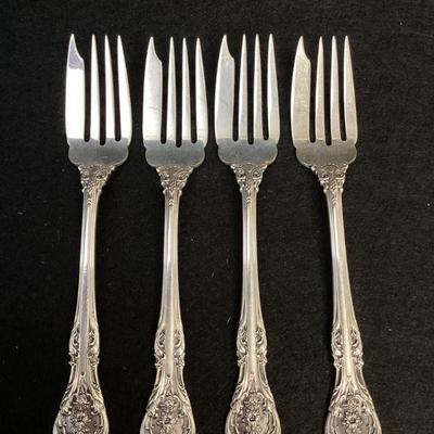 JETH105 Gorham â€œKing Edwardâ€ Sterling Flatware Forks #4	Four salad forks, vintage Gorham pattern. Measure about 6.25 inches long....