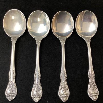 JETH109 Gorham â€œKing Edwardâ€ Sterling Flatware Soup Spoons #8	Four soup/cream spoons. Vintage pattern . Measure about 6.25 inches...