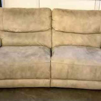 MAHA218 Double-sided Electric Reclining Sofa	Large cream color faux suede sofa. Both sides are power operated to recline. Both of the...