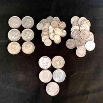 WIII204 Old Silver Coins	6-Half Dollar coins that are about 90% silverÂ 
