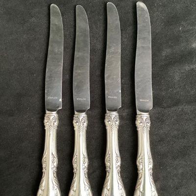 JETH215 Gorham, King Edward, Sterling Flatware Knives #10	4 sterling knives that approximately weigh 63g each. Handles stamped sterling...