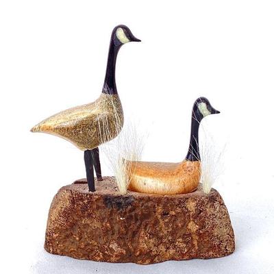 MAHA935 Signed James Aringayou Eskimo Art	Vintage 1970's Yup'ik Eskimo Art signed by artist on bottom of piece.Â Geese crafted...