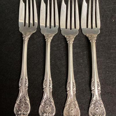 JETH104 Gorham â€œKing Edwardâ€ Sterling Forks Flatware #3	Four salad forks. Vintage Gorham pattern. Measure about 6.25 inches long....