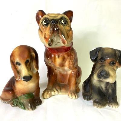 WIII225 Vintage Chalkware Dog Figures	1-Boxer dog, has some nicks to it
