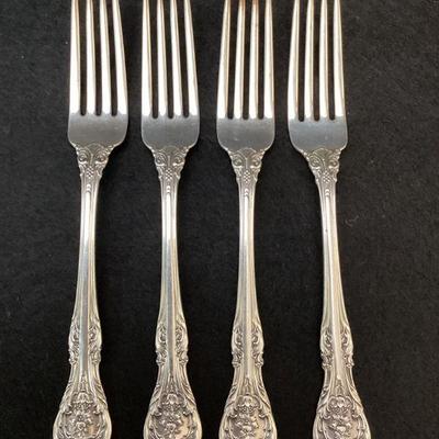 JETH102 Gorham â€œKing Edwardâ€ Sterling Flatware #1	Four large dinner forks. Vintage pattern, measures approximately 7 inch long. Weigh...