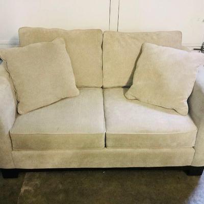 JOSW801 Jonathon Lewis Loveseat	Loveseat from Jonathon Lewis. Sueded fabric feel. Includes all original cushions and pillows. Measures in...