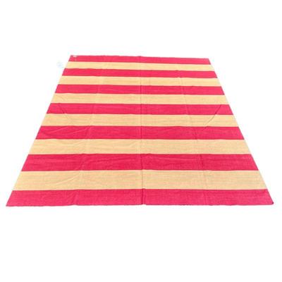 AMAGANSETT STRIPED FLAT WOVEN CARPET | Red and tan striped. - l. 135 x w. 102 in
