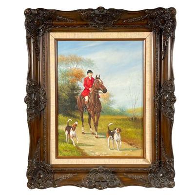 JACK SMITH (20TH CENTURY) | Hunting scene. Oil on canvas. 16 x 12 in. Showing a man on horseback with dogs. Signed lower left. - w. 19 x...