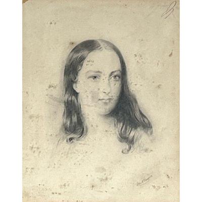 GEORGE H. BURGESS (1831-1905) | Pencil on paper, portrait bust of a young woman, signed lower right - 6.25 x 4.75 in. (Sight) - w. 17.25...