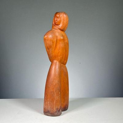 ATTRIB. LINTON (20TH CENTURY) | Female figure in robes. Modernist carving showing a figure of a woman wearing a hooded robe. no apparent...
