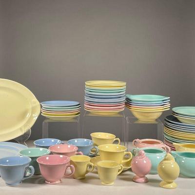LARGE GROUPL VINTAGE LU-RAY PASTELS | Including fifteen 9-inch dinner plates, three 8-inch bowls, seventeen 6.25-inch bread and butter...