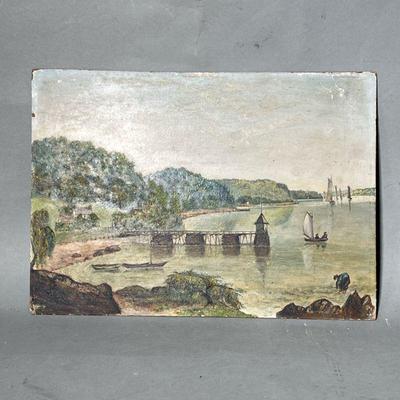 JOHN HENRY DUNNELL (1813-1904) | Near Fort Lee on The Hudson, 1840. Oil on board. Signed lower left, inscribed, titled, and dated on...