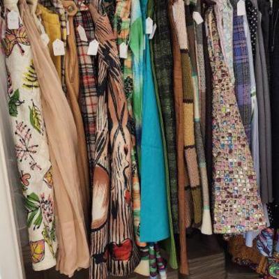 Closet full of vintage 1950s and 1960s skirts (mostly circle skirts)
