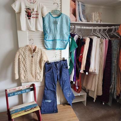 Vintage children's clothes, linens
