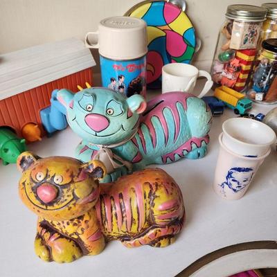 Vintage chalkware tiger banks