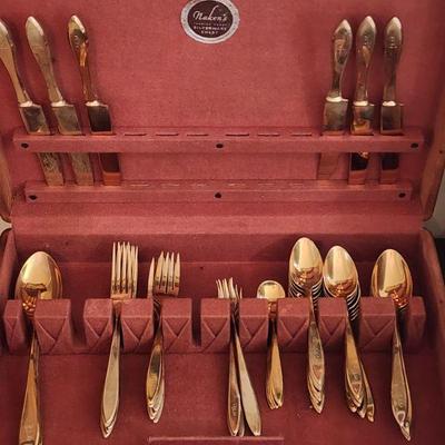 Vintage gold wash flatware