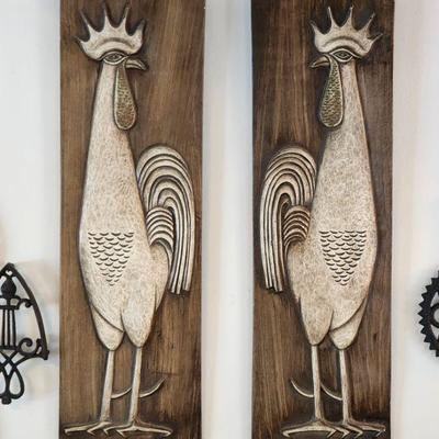 Large MCM tile rooster wall hangings